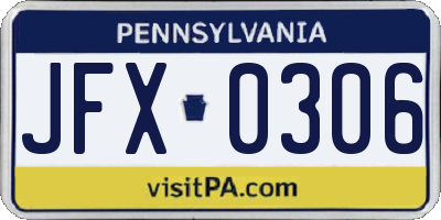 PA license plate JFX0306
