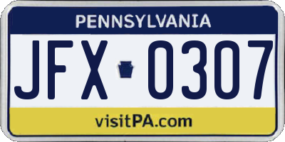 PA license plate JFX0307
