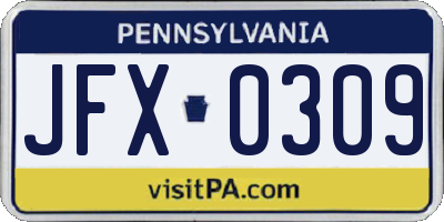 PA license plate JFX0309