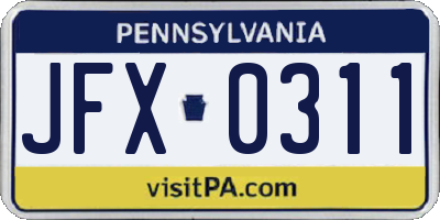 PA license plate JFX0311