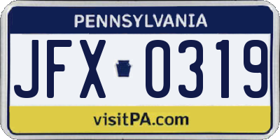 PA license plate JFX0319
