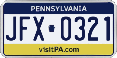 PA license plate JFX0321