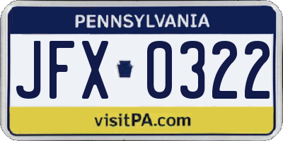 PA license plate JFX0322