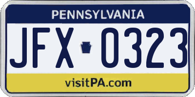 PA license plate JFX0323