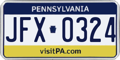 PA license plate JFX0324