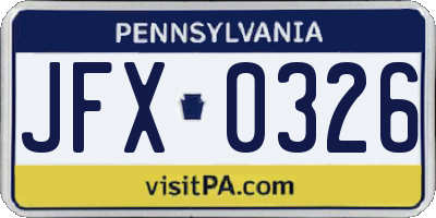 PA license plate JFX0326