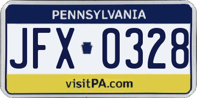 PA license plate JFX0328