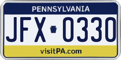 PA license plate JFX0330