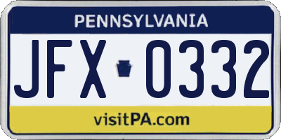 PA license plate JFX0332