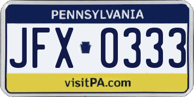 PA license plate JFX0333