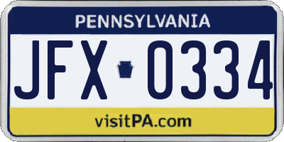 PA license plate JFX0334
