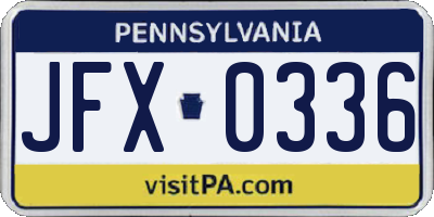 PA license plate JFX0336