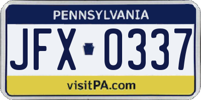 PA license plate JFX0337