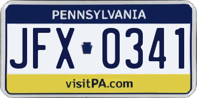 PA license plate JFX0341