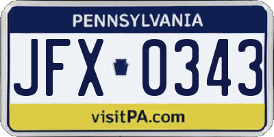 PA license plate JFX0343