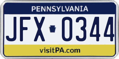 PA license plate JFX0344