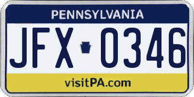 PA license plate JFX0346