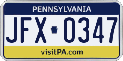 PA license plate JFX0347