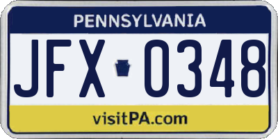 PA license plate JFX0348