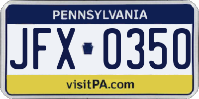 PA license plate JFX0350