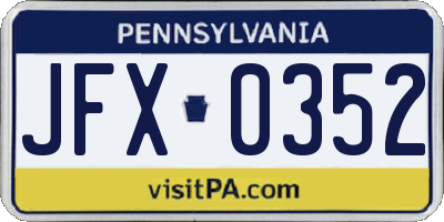PA license plate JFX0352