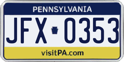 PA license plate JFX0353