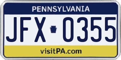 PA license plate JFX0355