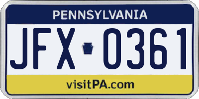 PA license plate JFX0361