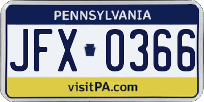 PA license plate JFX0366
