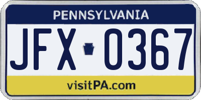 PA license plate JFX0367