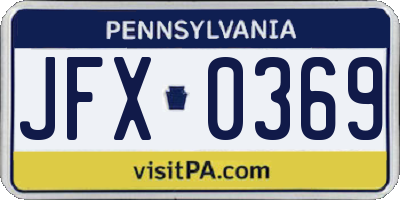 PA license plate JFX0369