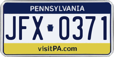 PA license plate JFX0371