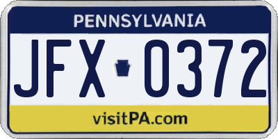 PA license plate JFX0372