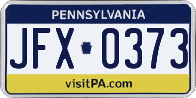 PA license plate JFX0373