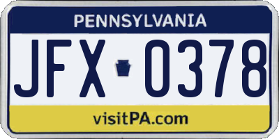PA license plate JFX0378