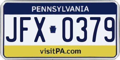 PA license plate JFX0379