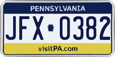 PA license plate JFX0382