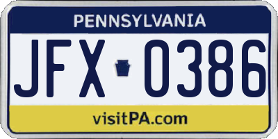 PA license plate JFX0386