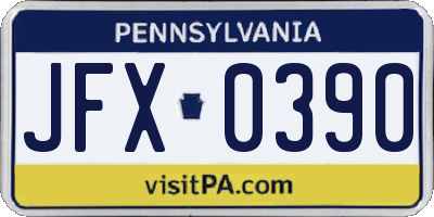 PA license plate JFX0390