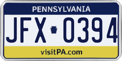 PA license plate JFX0394