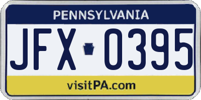 PA license plate JFX0395