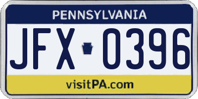 PA license plate JFX0396