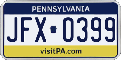 PA license plate JFX0399