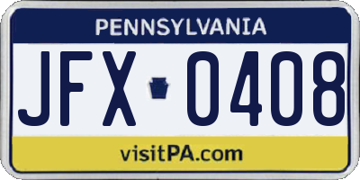 PA license plate JFX0408