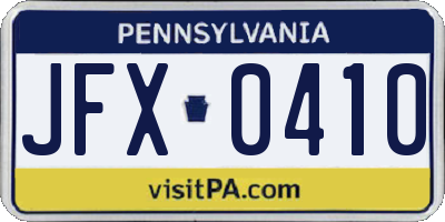 PA license plate JFX0410