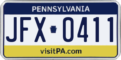 PA license plate JFX0411