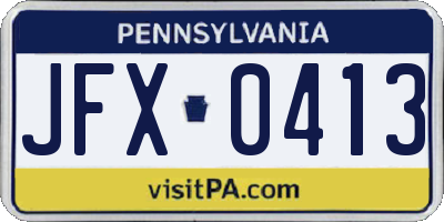 PA license plate JFX0413