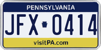 PA license plate JFX0414