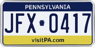 PA license plate JFX0417