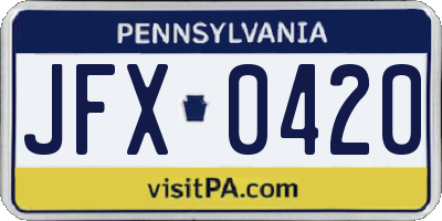 PA license plate JFX0420